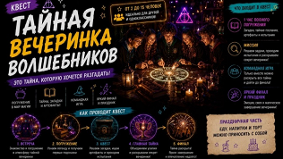 <b>Скидка 50%.</b> Участие в сказочном квесте «Тайная вечеринка волшебников» от студии «Квестория» (4750 руб. вместо 9500 руб.)